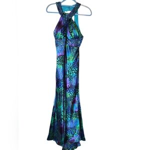 Halter Evening Gown Animal Watercolor Print Dress 10‎ Ignite Evenings Carol Lin